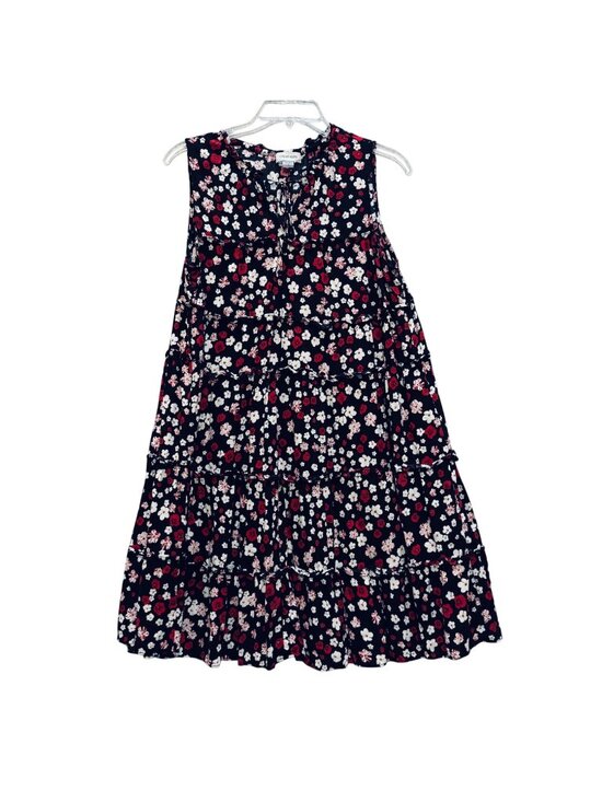 Calvin Klein Dresses & Skirts - Calvin Klein Black Floral Mini Dress Size 8 Multi-Tiered Sleeveless Ruffle Boho